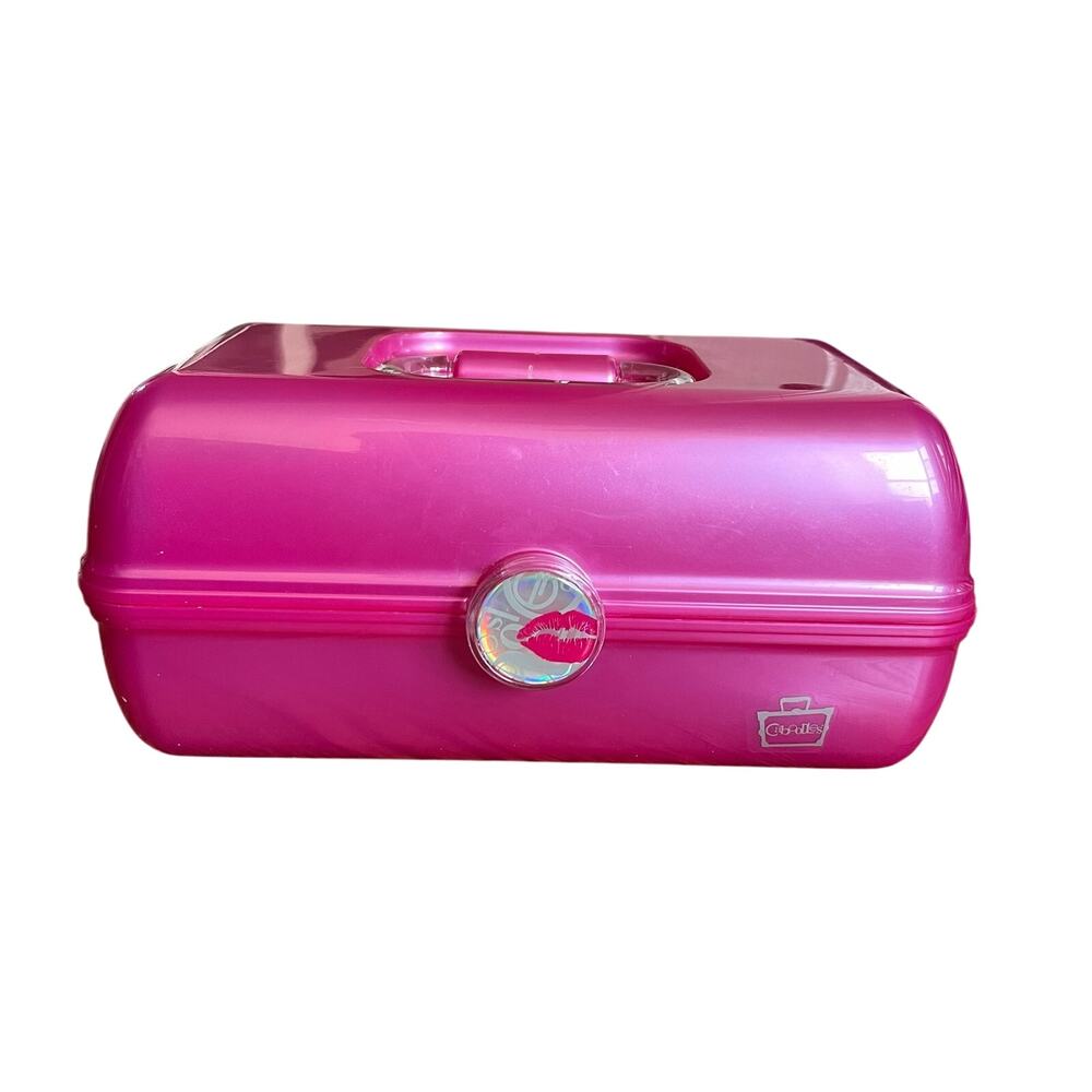 Caboodles Pink Make Up Storage Case with Mirror Two Levels Vintage